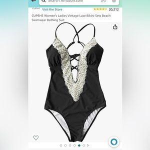 NWT cupshe one piece swimsuit black / crochet size small